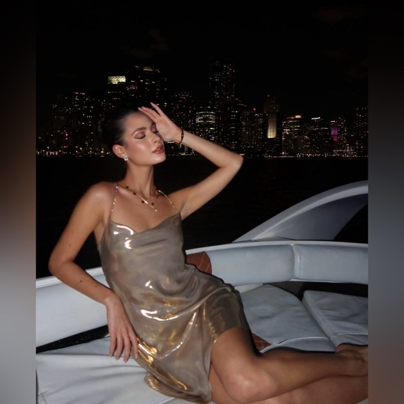 Zara Mini Dress Party Gold Lingerie Style Coctail Night Out - Picture 7 of 16